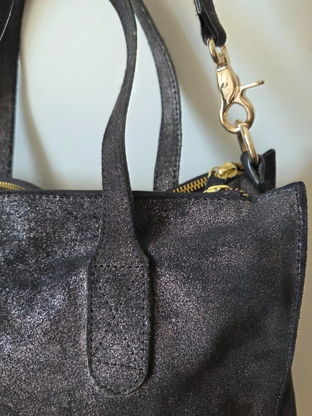 EUC ERIN CONDREN GENUINE LEATHER TOTE SHIMMER BAG LARGE